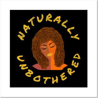 Naturally Unbothered Woman with Curly Natural Hair (Black Background) Posters and Art